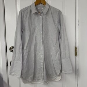 Equipment Femme Sz Medium Tunic Shirt‎ White/Black Striped Extended Cuff